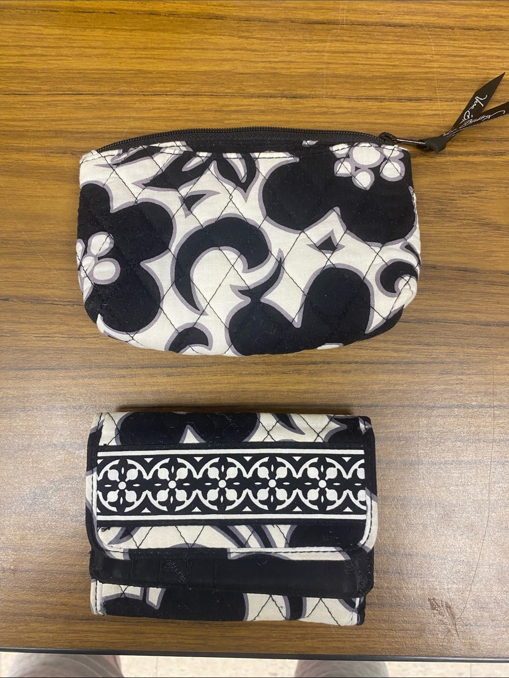 Vera Bradley Black and White Floral Quilted Wallet & Coin Pouch
